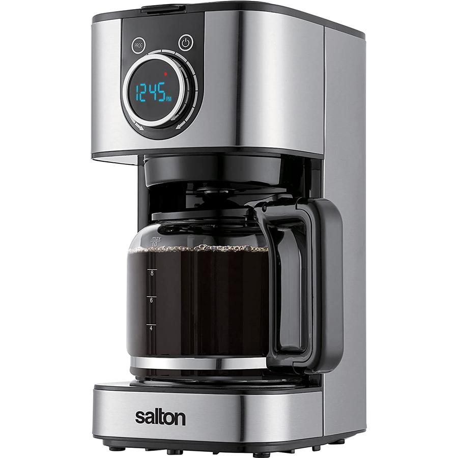 Salton - Cafetière Numérique Programmable, Capacité de 10 Tasses, 900 Watts, Acier Inoxydable - Simple Boutique