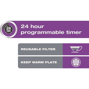 Salton - Cafetière Programmable Jumbo Java, Capacité de 14 Tasses, 1000W, Blanc - Simple Boutique