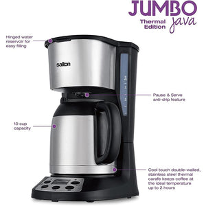 Salton - Cafetière Programmable avec une Capacité de 10 Tasses, Acier Inoxydable - Simple Boutique