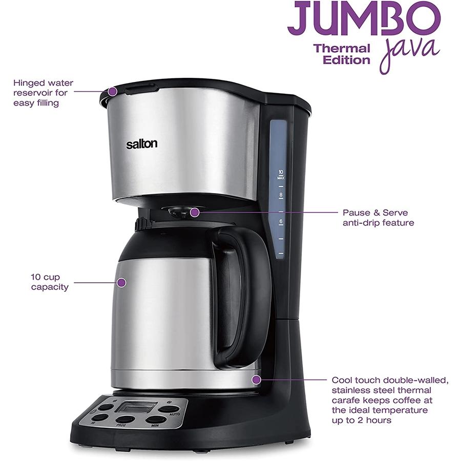 Salton - Cafetière Programmable avec une Capacité de 10 Tasses, Acier Inoxydable - Simple Boutique