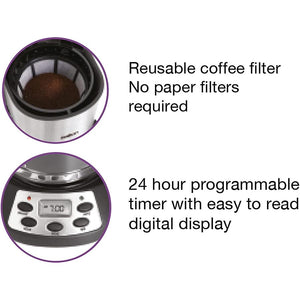 Salton - Cafetière Programmable avec une Capacité de 10 Tasses, Acier Inoxydable - Simple Boutique