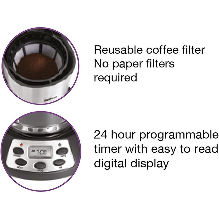 Salton - Cafetière Programmable avec une Capacité de 10 Tasses, Acier Inoxydable - Simple Boutique