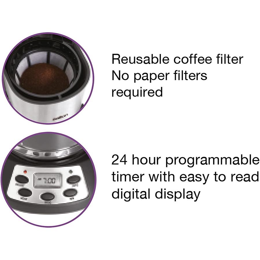 Salton - Cafetière Programmable avec une Capacité de 10 Tasses, Acier Inoxydable - Simple Boutique