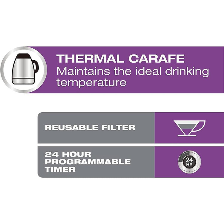 Salton - Cafetière Programmable avec une Capacité de 10 Tasses, Acier Inoxydable - Simple Boutique