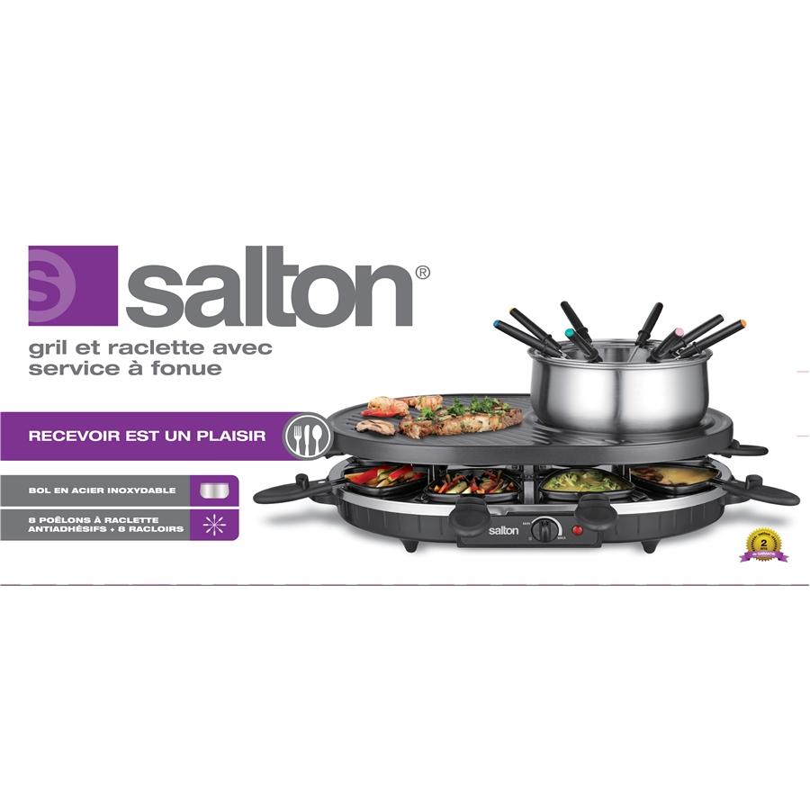 Salton - Ensemble de Service à Fondue et Gril à Raclette, Comprend tout les Accessoires, Noir - Simple Boutique