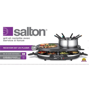 Salton - Ensemble de Service à Fondue et Gril à Raclette, Comprend tout les Accessoires, Noir - Simple Boutique