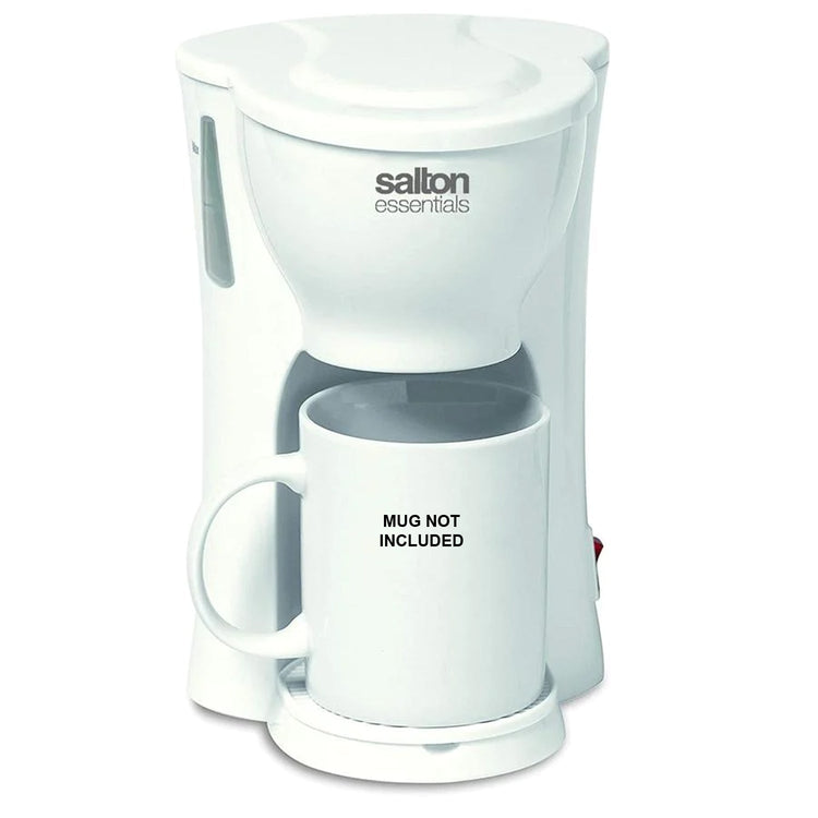 Salton Essentials - Cafetière 1 Tasse Compact avec Filtre Permanent, Blanc - Simple Boutique