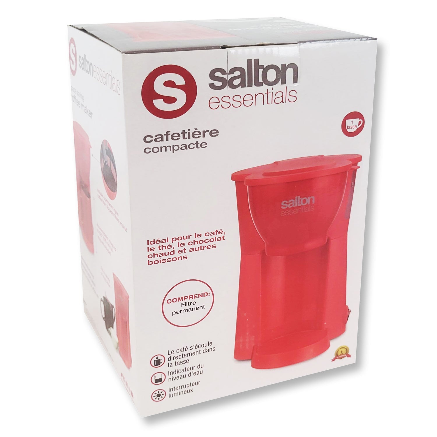 Salton Essentials Cafetière 1 Tasse Compacte Rouge - Simple Boutique