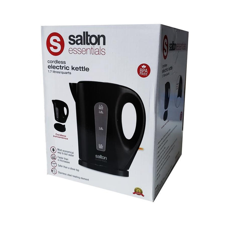 Salton Essentials EJK1821B - Bouilloire Électrique Sans-Fil, Capacité de 1.7 Litre, Noir - Simple Boutique