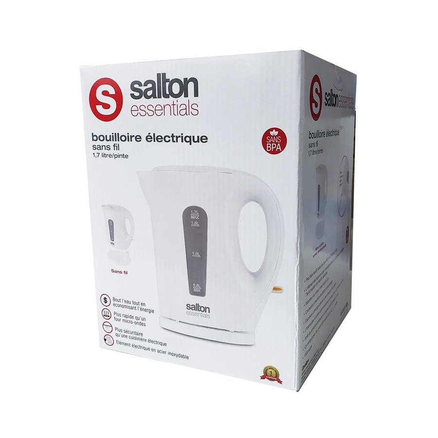 Salton Essentials EJK1821W - Bouilloire Électrique Sans-Fil, Capacité de 1.7 Litre, Blanc - Simple Boutique