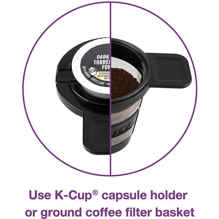 Salton FC1952 Cafetière 2 en 1 à Portion Unique Pour K-Cups ou Panier Filtre Acier Inoxydable - Simple Boutique