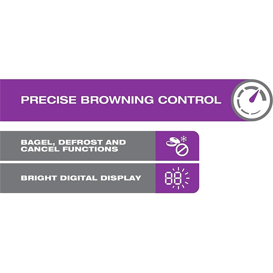 Salton - Grille-Pain à 2 Tranches Extra-Large, 6 Niveaux de Brunissage, 850 Watts, Acier Inoxydable - Simple Boutique