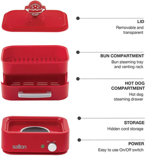 Salton HD1905 Cuiseur à Vapeur pour Hot-Dog Rouge - Simple Boutique