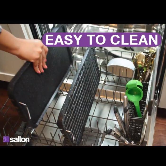 Salton HG1788 BBQ d'intérieur Sans Fumée à Contrôle Digital avec Plaque ou Grille 15" x 9" - Simple Boutique