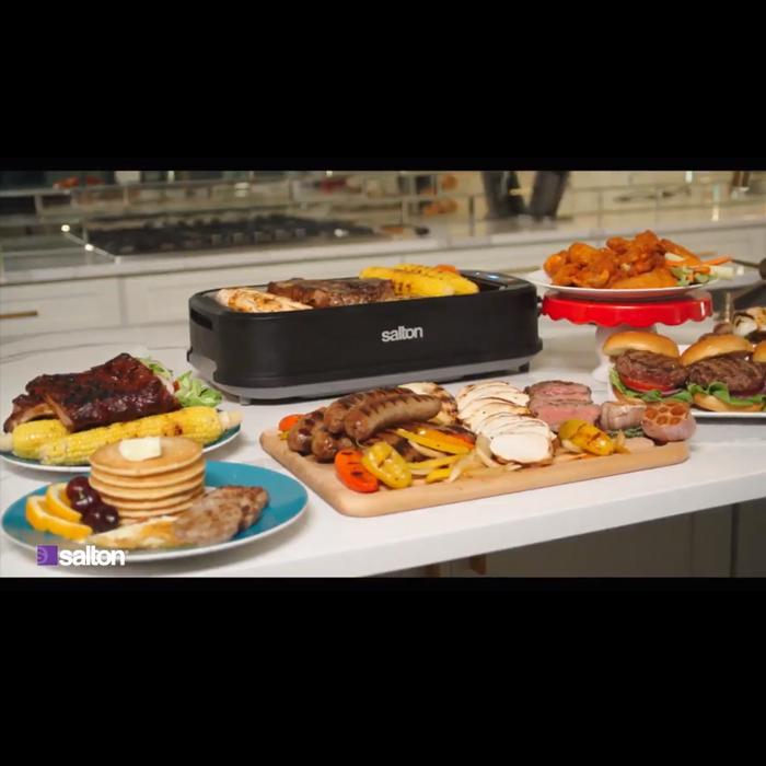 Salton HG1788 BBQ d'intérieur Sans Fumée à Contrôle Digital avec Plaque ou Grille 15" x 9" - Simple Boutique