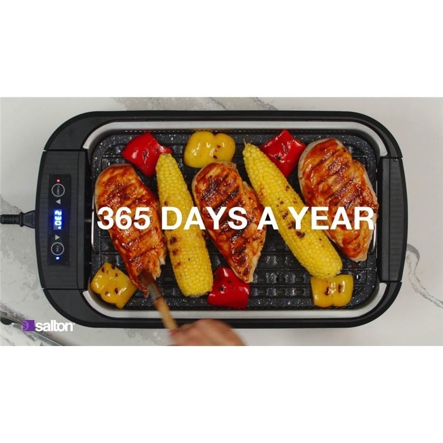 Salton HG1788 BBQ d'intérieur Sans Fumée à Contrôle Digital avec Plaque ou Grille 15" x 9" - Simple Boutique