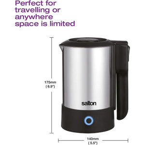 Salton JK2035 - Bouilloire de Voyage Compact avec Cordon Rétractable, 600ml, Acier Inoxydable - Simple Boutique