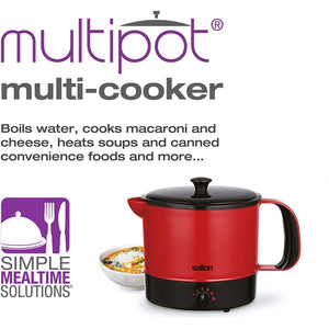 Salton MP2013 - Multipot Multi-Cuiseur Antiadhésif, Capacité de 1.25L, Rouge - Simple Boutique