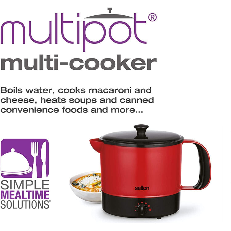 Salton MP2013 - Multipot Multi-Cuiseur Antiadhésif, Capacité de 1.25L, Rouge - Simple Boutique