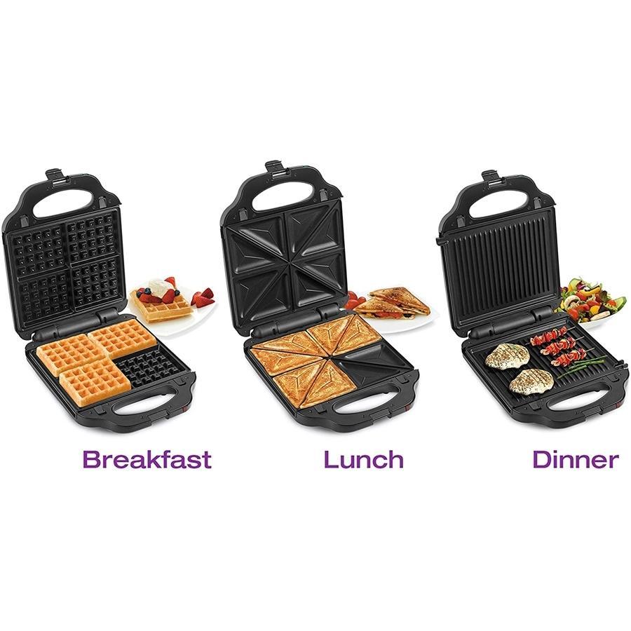 Salton SM2001 - Grill XL 4 en 1, Presse-Panini, Gril, Sandwich et Gaufre avec Plaques Interchangeables, Noir - Simple Boutique