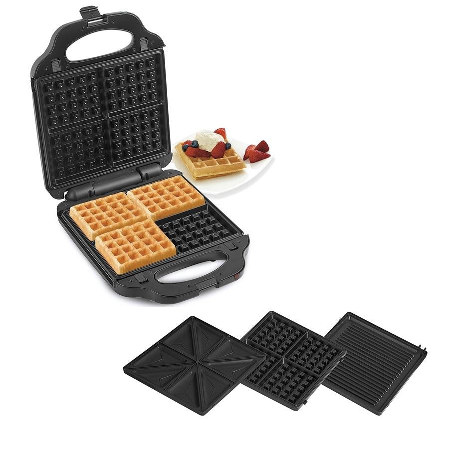 Salton SM2001 - Grill XL 4 en 1, Presse-Panini, Gril, Sandwich et Gaufre avec Plaques Interchangeables, Noir - Simple Boutique