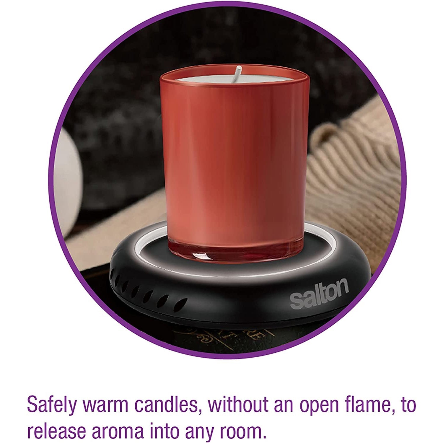 Salton SMW2094BKW - Chauffe-Tasse pour Café, Thé, Bougie Odorante ou Cire avec Éclairage DEL, Noir - Simple Boutique