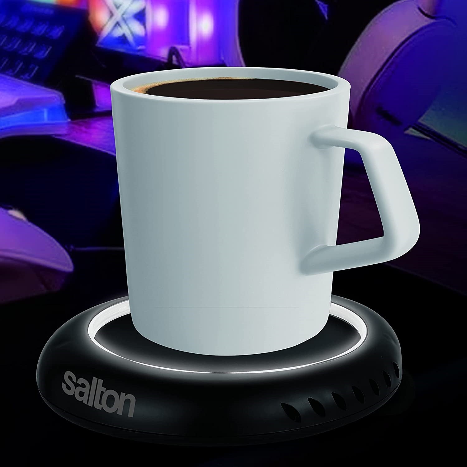 Salton SMW2094BKW - Chauffe-Tasse pour Café, Thé, Bougie Odorante ou Cire avec Éclairage DEL, Noir - Simple Boutique