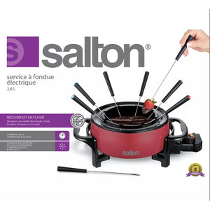 Salton - Service à Fondue Électrique avec Bol Anti-Adhésif de 2.8 Litres, 1000W, Rouge - Simple Boutique