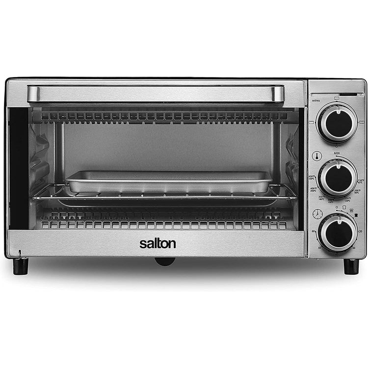 Salton TO2091BK Four Grille-Pain Multifonction, Capacité de 6 Tranches, 3 Fonctions de Cuisson, Acier Inoxydable - Simple Boutique