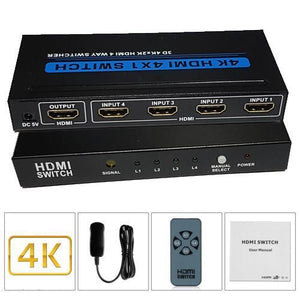 Sélecteur HDMI 4 entrées à 1 sortie + télécommande Premium 4K x 2K - Simple Boutique