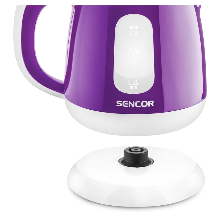 Sencor - Bouilloire Électrique avec Filtre Amovible, Capacité de 1 Litre, 1100W, Violet - Simple Boutique