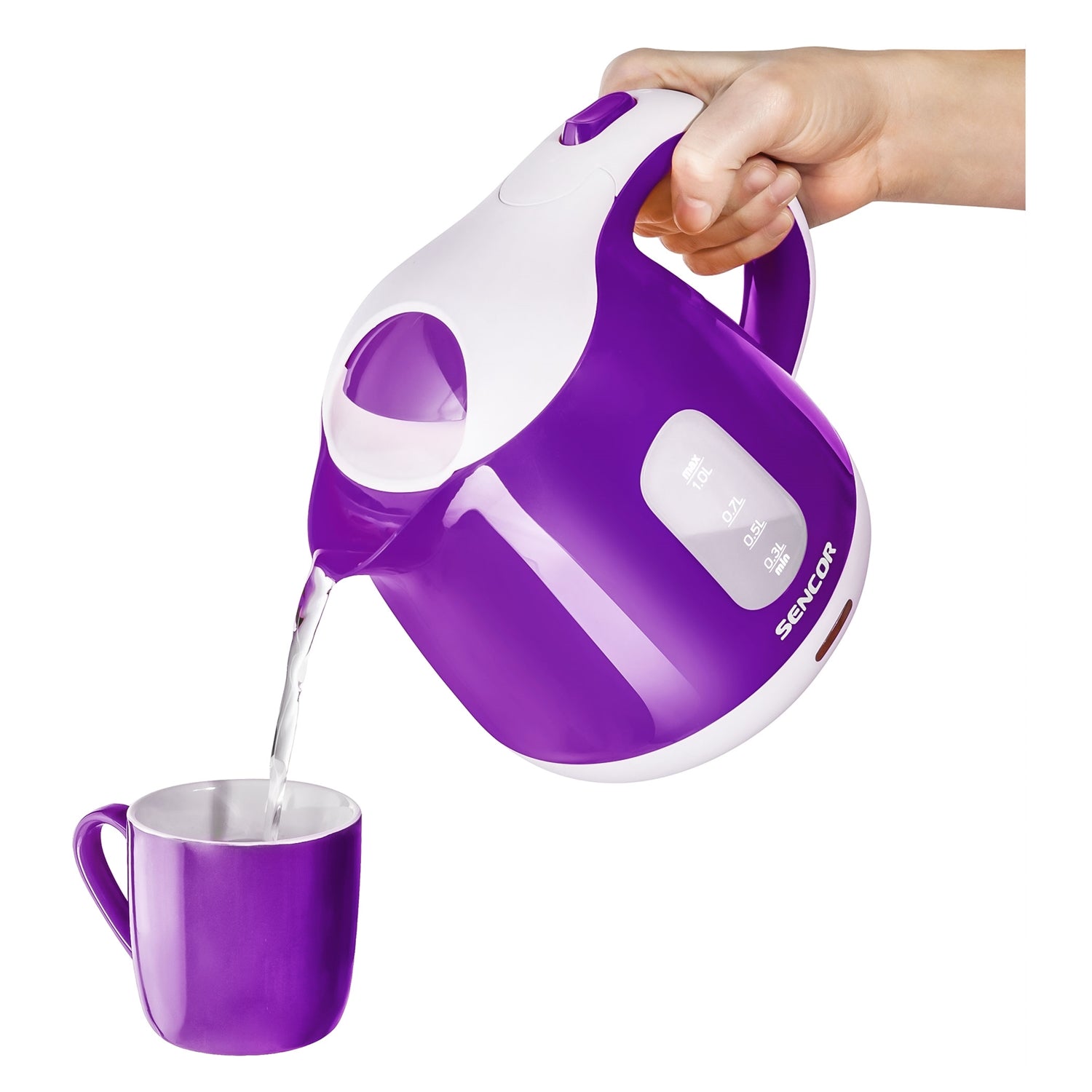 Sencor - Bouilloire Électrique avec Filtre Amovible, Capacité de 1 Litre, 1100W, Violet - Simple Boutique