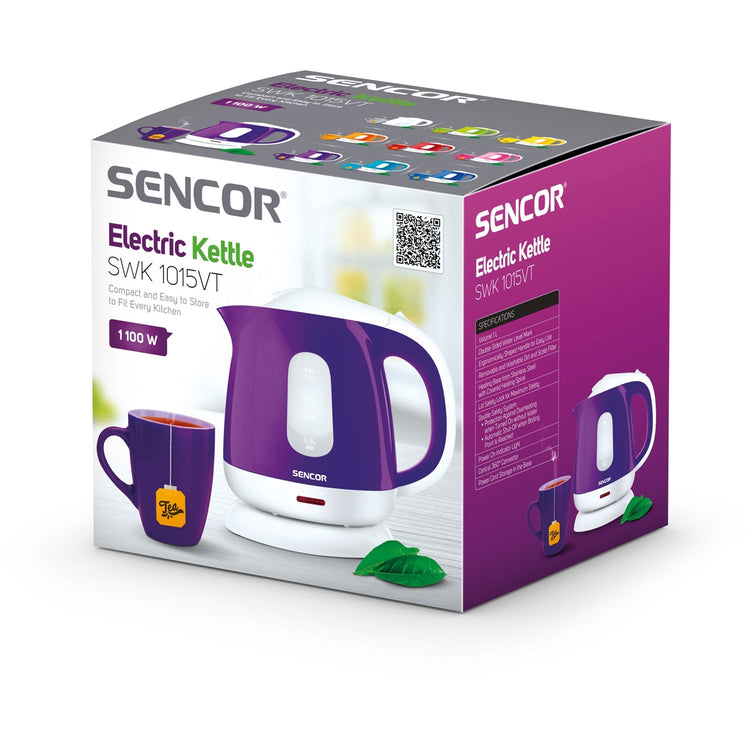 Sencor - Bouilloire Électrique avec Filtre Amovible, Capacité de 1 Litre, 1100W, Violet - Simple Boutique