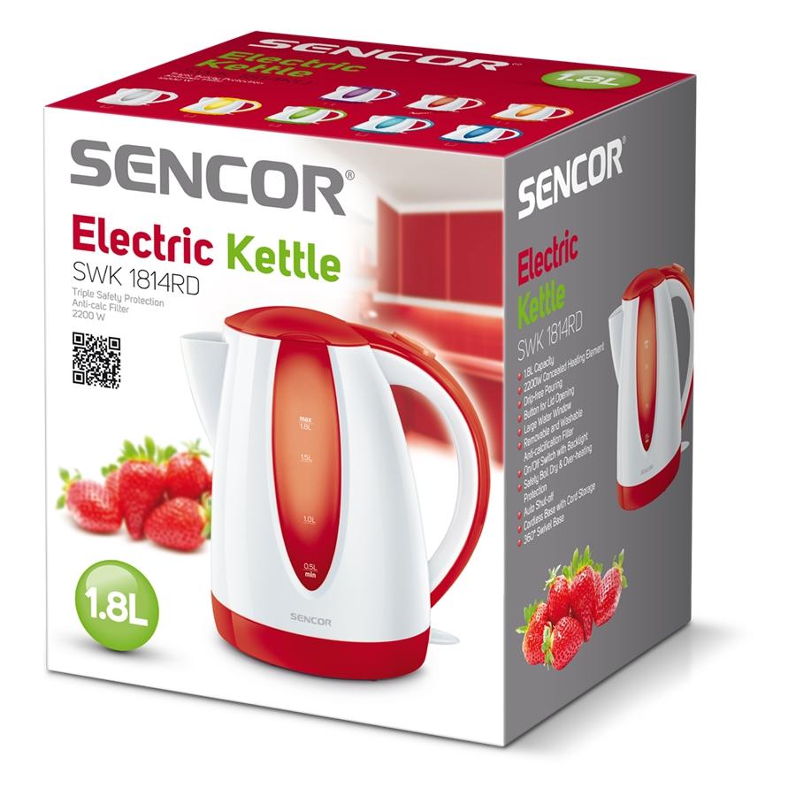 Sencor - Bouilloire Électrique avec Filtre Amovible, Capacité de 1.8 Litres, 1200W, Rouge - Simple Boutique