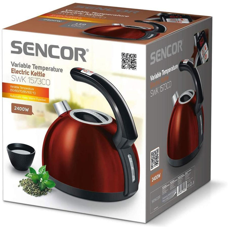 Sencor - Bouilloire Électrique avec Réglage de la Température et Affichage LED, Capacité de 1.5L, 1500W, Cuivre Métallique - Simple Boutique