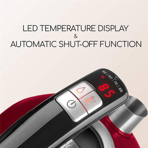 Sencor - Bouilloire Électrique avec Réglage de la Température et Affichage LED, Capacité de 1.5L, 1500W, Rouge Métallique
