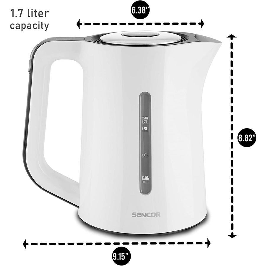 Sencor - Bouilloire Électrique avec Réglage de la Température et Affichage LED, Capacité de 1.7L, 1500W, Blanc - Simple Boutique
