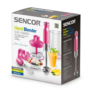 Sencor - Ensemble de Mélangeur à Main avec Hachoir et Fouet, Vitesse Variable, 350W, Rose - Simple Boutique