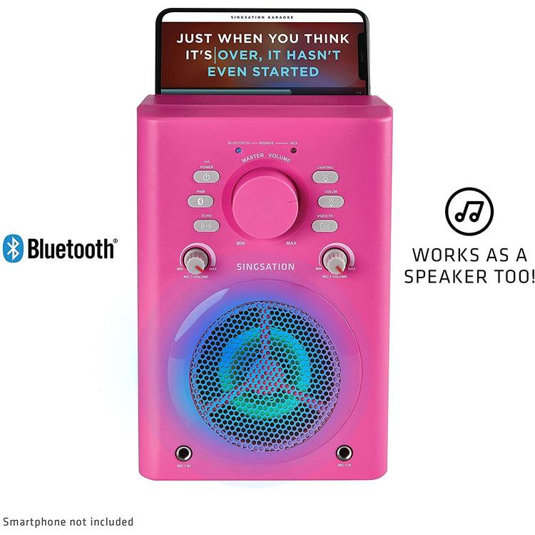 Singsation - Système de Karaoke Portable, Haut-Parleur Bluetooth, Microphone Inclus, Rose - Simple Boutique