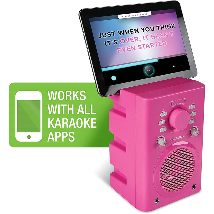 Singsation - Système de Karaoke Portable, Haut-Parleur Bluetooth, Microphone Inclus, Rose - Simple Boutique