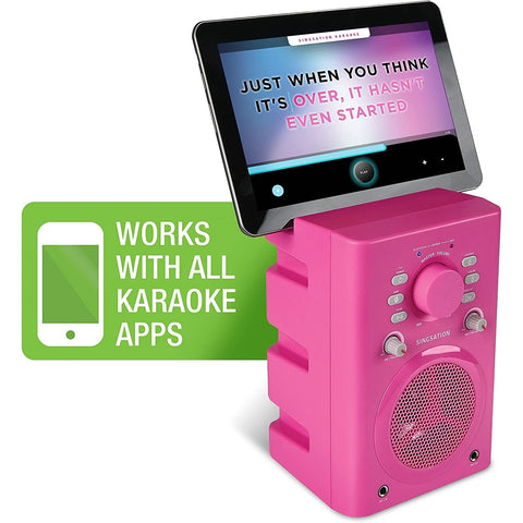 Singsation - Système de Karaoke Portable, Haut-Parleur Bluetooth, Microphone Inclus, Rose