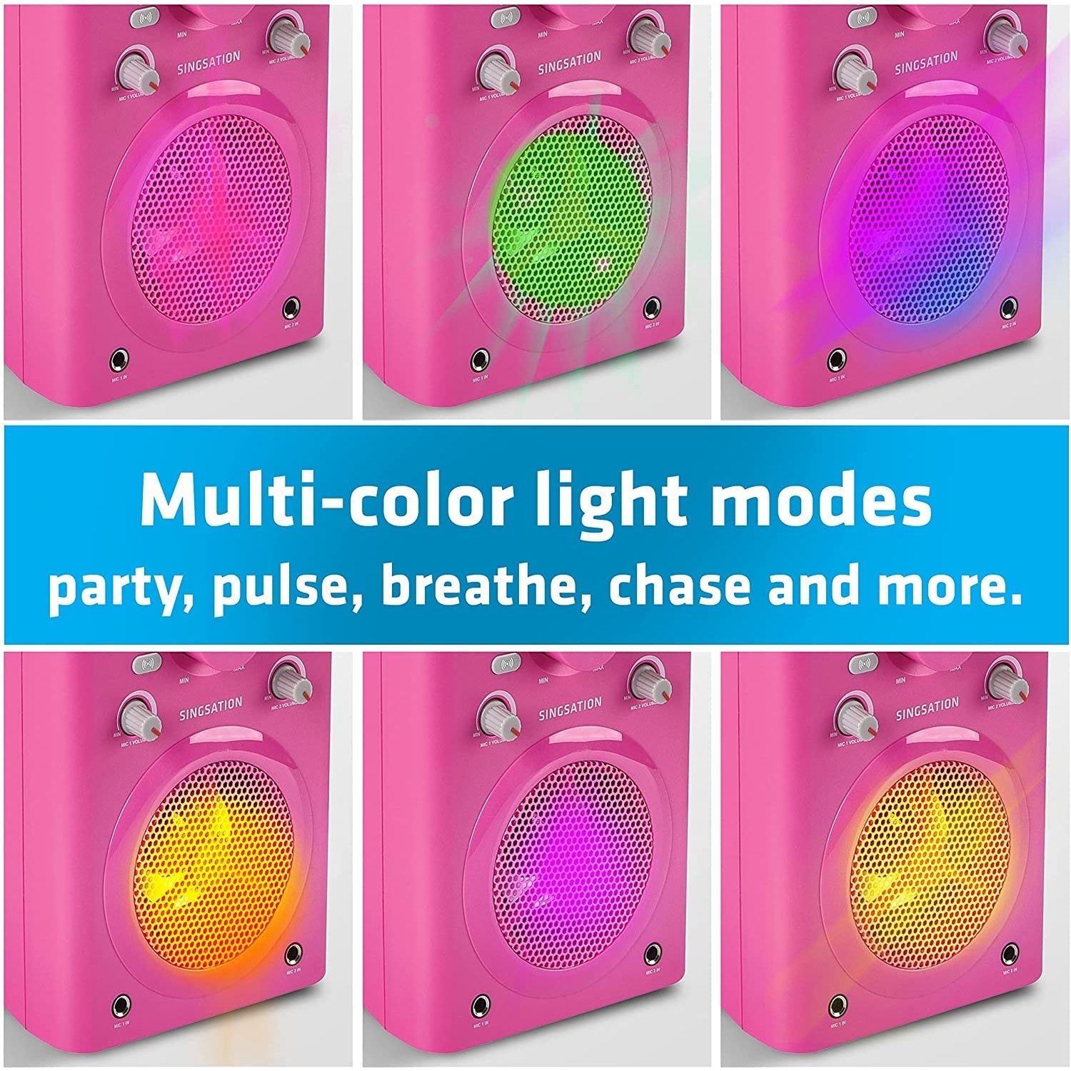 Singsation - Système de Karaoke Portable, Haut-Parleur Bluetooth, Microphone Inclus, Rose - Simple Boutique