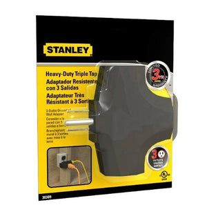 Stanley 30309 Multiprises Murale à 3 Prises avec Mise à la Terre Noir - Simple Boutique