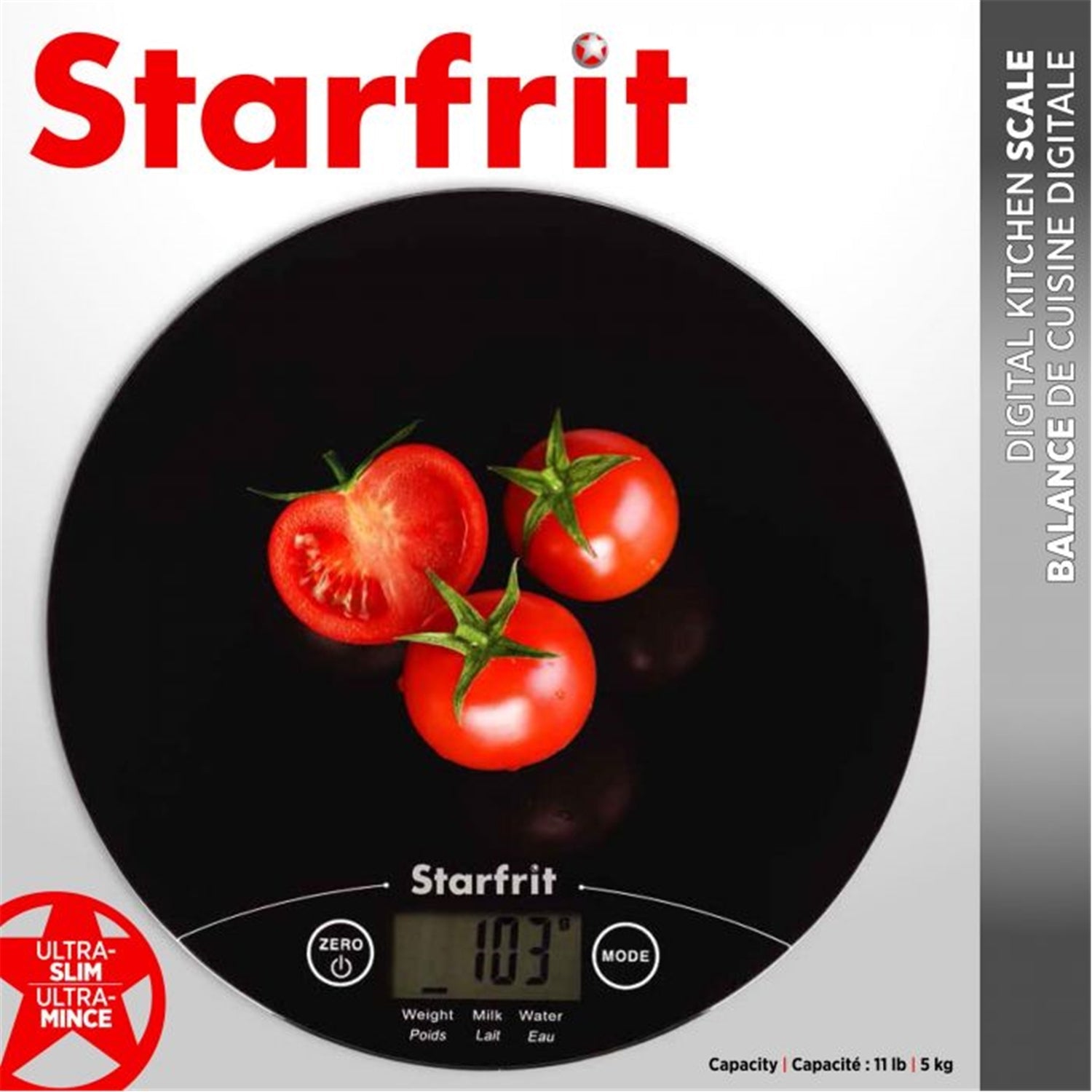 Starfrit - Balance de Cuisine Digitale, Capacité Maximum de 5kg, Plateforme en Verre, Noir - Simple Boutique