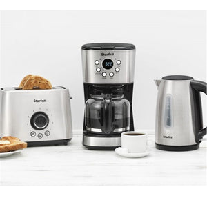 Starfrit - Cafetière Électrique Programmable, Capacité de 12 Tasses, 900 Watts, Acier Inoxydable - Simple Boutique
