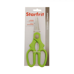 Starfrit - Ciseaux de Cuisine, Lame en Acier Inoxydable, Craque noix intégré, Vert - Simple Boutique