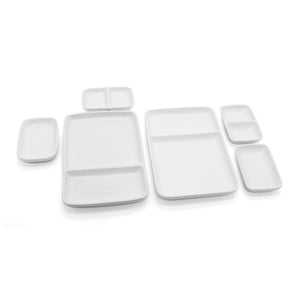 Starfrit - Ensemble d'assiettes à Fondue et Hors d'oeuvre 6 Morceaux, Fabriqué en Porcelaine, Blanc - Simple Boutique