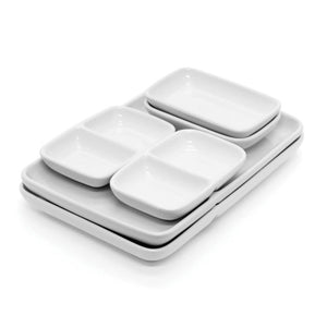 Starfrit - Ensemble d'assiettes à Fondue et Hors d'oeuvre 6 Morceaux, Fabriqué en Porcelaine, Blanc - Simple Boutique