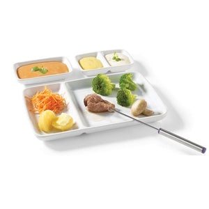 Starfrit - Ensemble d'assiettes à Fondue et Hors d'oeuvre 6 Morceaux, Fabriqué en Porcelaine, Blanc - Simple Boutique