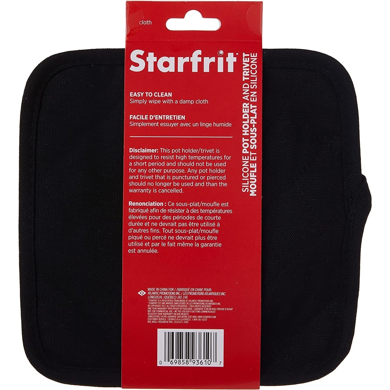 Starfrit - Ensemble de 2 Mitaines/Sous-Plat en Silicone, Résiste Jusqu'à 240 Degré Celcius, Étanche, Rouge - Simple Boutique